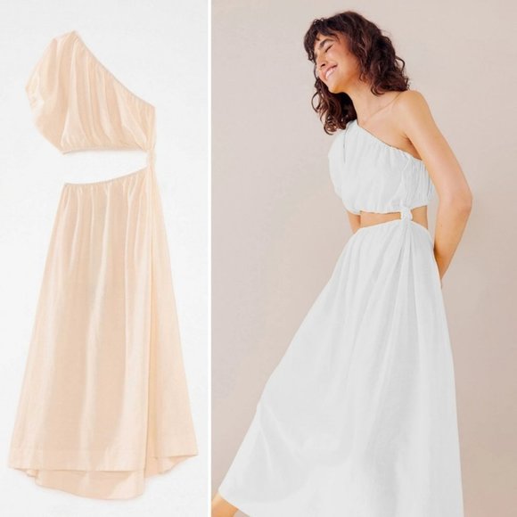 NWT! FARM Rio Off-White One Shoulder bridal resort Dress Size Medium - Picture 3 of 13